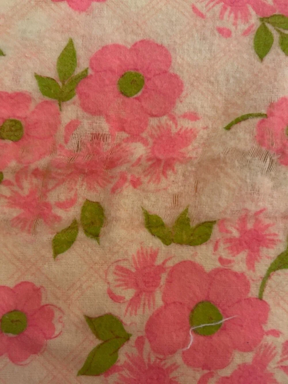 Vintage Flannel Pink and Yellow Fabric 44 x 72 inches